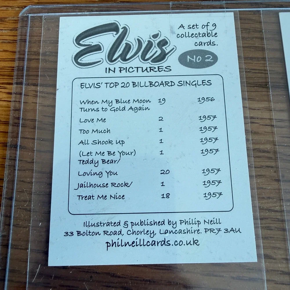 Elvis In Pictures Philip Neill Collectible Caricature Cards No 2 & 6 Billboard